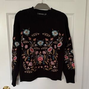 Black Floral Embroidered Women’s Sweater